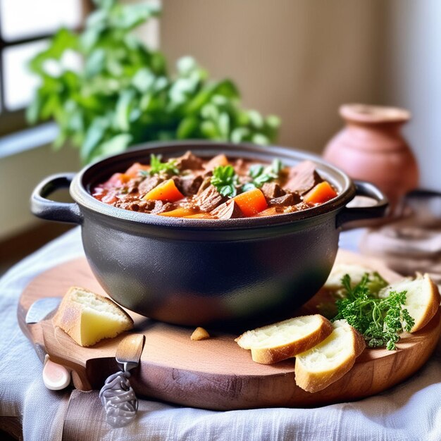 Gorący gulasz w misce